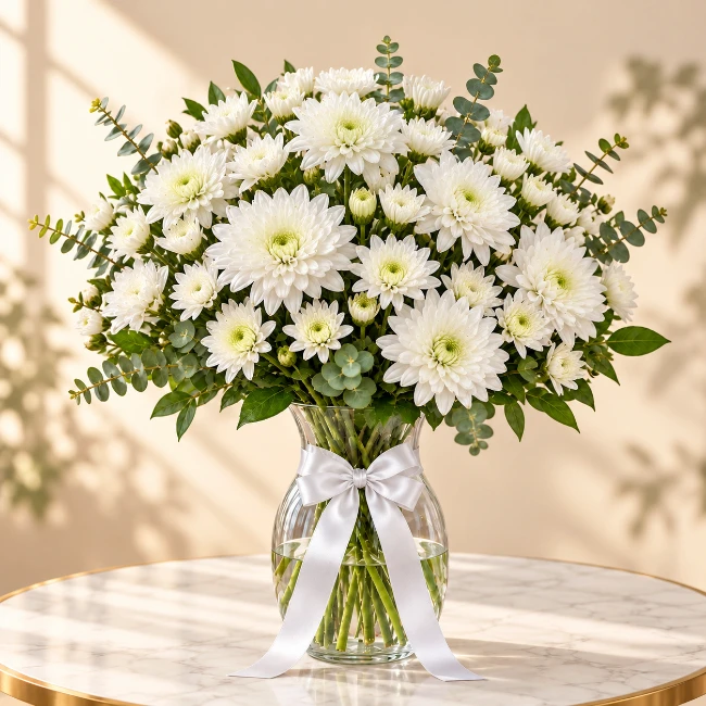 White Chrysanthemums Vase